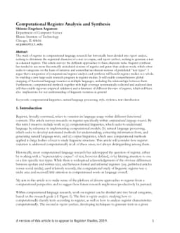 Computational Register Analysis and Synthesis