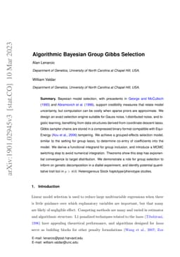 Algorithmic Bayesian Group Gibbs Selection