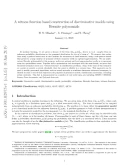 A witness function based construction of discriminative models using
  Hermite polynomials