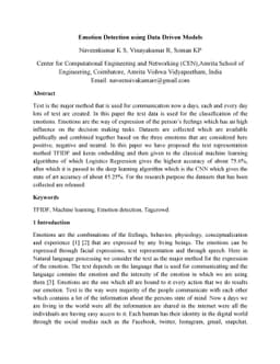 Emotion Detection using Data Driven Models
