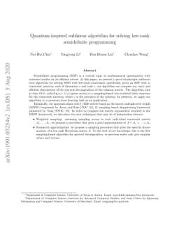 Quantum-inspired sublinear algorithm for solving low-rank semidefinite
  programming