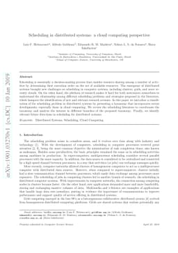 Scheduling in distributed systems: A cloud computing perspective