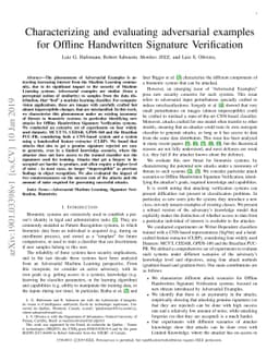 Characterizing and evaluating adversarial examples for Offline
  Handwritten Signature Verification