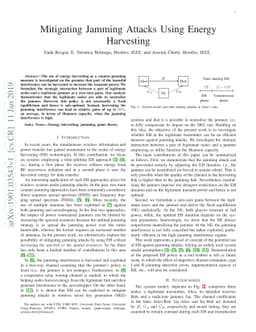 Mitigating Jamming Attacks Using Energy Harvesting