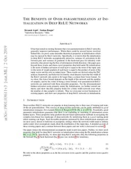 The Benefits of Over-parameterization at Initialization in Deep ReLU
  Networks