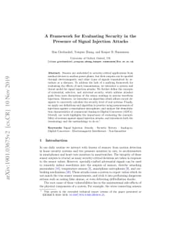 A Framework for Evaluating Security in the Presence of Signal Injection
  Attacks
