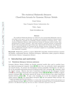 The statistical Minkowski distances: Closed-form formula for Gaussian
  Mixture Models