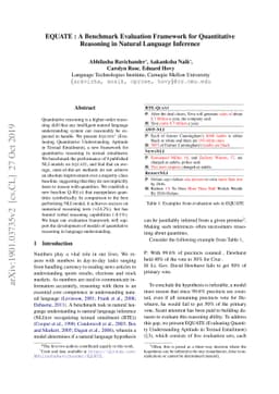 EQUATE: A Benchmark Evaluation Framework for Quantitative Reasoning in
  Natural Language Inference