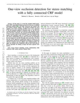 One-view occlusion detection for stereo matching with a fully connected
  CRF model