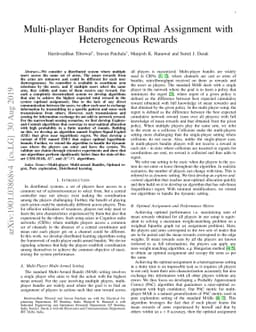 Multiplayer Multi-armed Bandits for Optimal Assignment in Heterogeneous
  Networks