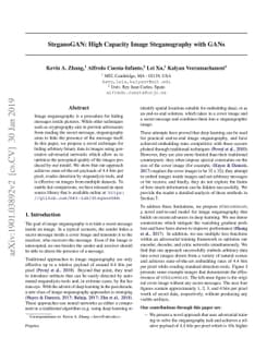 SteganoGAN: High Capacity Image Steganography with GANs