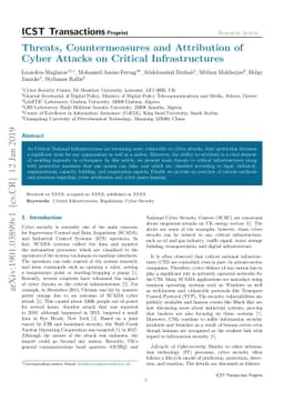 Threats, Protection and Attribution of Cyber Attacks on Critical
  Infrastructures