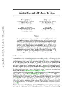 Gradient Regularized Budgeted Boosting