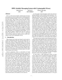XRD: Scalable Messaging System with Cryptographic Privacy