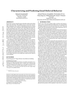 Characterizing and Predicting Email Deferral Behavior