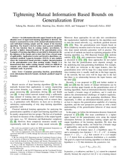 Tightening Mutual Information Based Bounds on Generalization Error