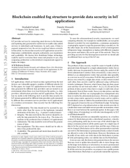 Blockchain enabled fog structure to provide data security in IoT
  applications
