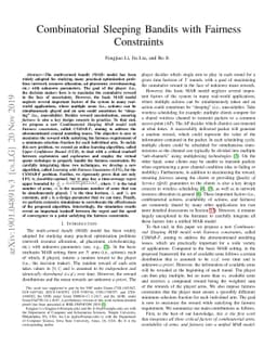 Combinatorial Sleeping Bandits with Fairness Constraints