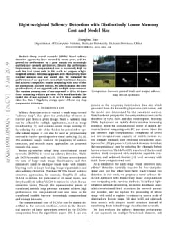 Light-weighted Saliency Detection with Distinctively Lower Memory Cost
  and Model Size