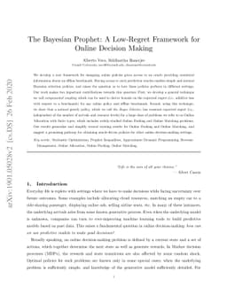 The Bayesian Prophet: A Low-Regret Framework for Online Decision Making