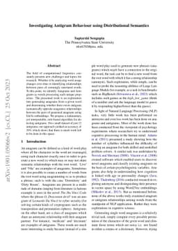 Investigating Antigram Behaviour using Distributional Semantics