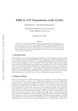 MRI to CT Translation with GANs
