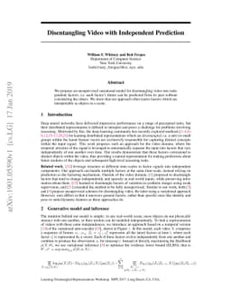 Disentangling Video with Independent Prediction