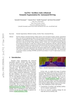 AuxNet: Auxiliary tasks enhanced Semantic Segmentation for Automated
  Driving