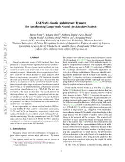 EAT-NAS: Elastic Architecture Transfer for Accelerating Large-scale
  Neural Architecture Search