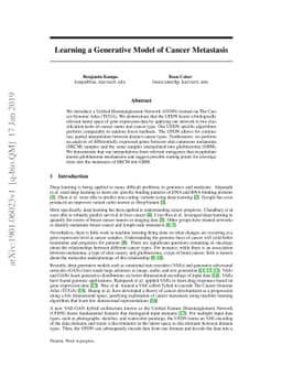 Learning a Generative Model of Cancer Metastasis