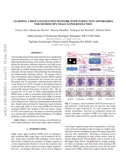 Learning a Deep Convolution Network with Turing Test Adversaries for
  Microscopy Image Super Resolution