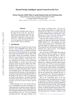 Beyond Turing: Intelligent Agents Centered on the User
