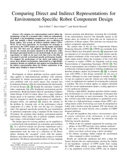 Comparing Direct and Indirect Representations for Environment-Specific
  Robot Component Design