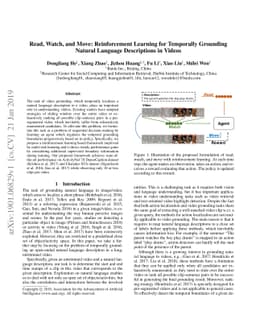 Read, Watch, and Move: Reinforcement Learning for Temporally Grounding
  Natural Language Descriptions in Videos