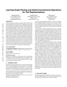 Learning Graph Pooling and Hybrid Convolutional Operations for Text
  Representations