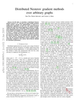 Distributed Nesterov gradient methods over arbitrary graphs
