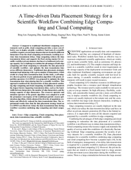 A Time-driven Data Placement Strategy for a Scientific Workflow
  Combining Edge Computing and Cloud Computing