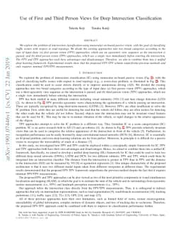 Use of First and Third Person Views for Deep Intersection Classification