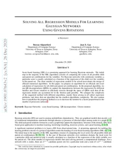 Solving All Regression Models For Learning Gaussian Networks Using
  Givens Rotations