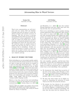 Attenuating Bias in Word Vectors