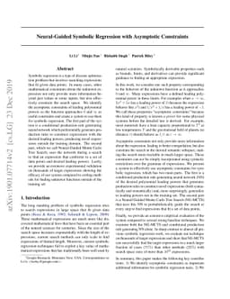 Neural-Guided Symbolic Regression with Asymptotic Constraints