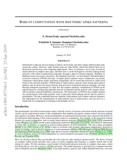 Robust computation with rhythmic spike patterns