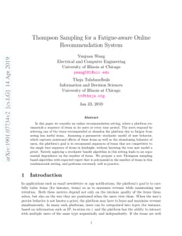 Thompson Sampling for a Fatigue-aware Online Recommendation System