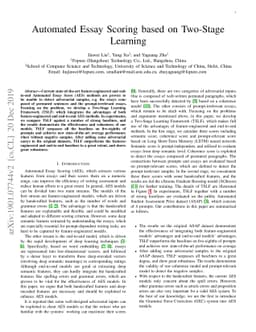 Automated Essay Scoring based on Two-Stage Learning