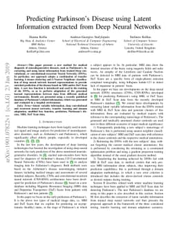 Predicting Parkinson's Disease using Latent Information extracted from
  Deep Neural Networks