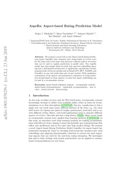 AspeRa: Aspect-based Rating Prediction Model