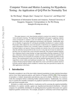 Computer Vision and Metrics Learning for Hypothesis Testing: An
  Application of Q-Q Plot for Normality Test