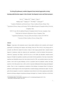 Evolving the pulmonary nodules diagnosis from classical approaches to
  deep learning aided decision support: three decades development course and
  future prospect
