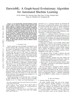 DarwinML: A Graph-based Evolutionary Algorithm for Automated Machine
  Learning