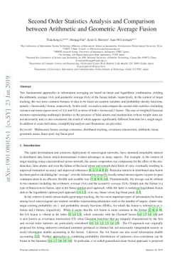 Second Order Statistics Analysis and Comparison between Arithmetic and
  Geometric Average Fusion
